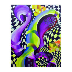 80`s Retro Geometric Pattern Acrylic Print