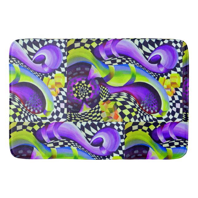 80`s Retro Geometric Pattern Bath Mat (Front)