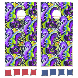 80`s Retro Geometric Pattern Cornhole Set