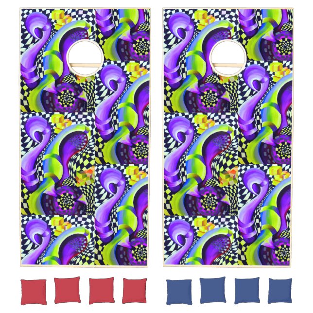 80`s Retro Geometric Pattern Cornhole Set (Set)