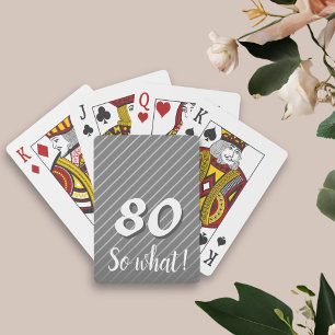 80 so What Elegant Funny Gray Stripe 80th Birthday Poker Cards
