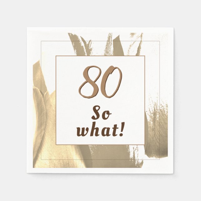 80 so what Elegant Golden Tulip 80th Birthday Napkins (Front)
