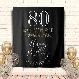 80 So what Funny Quote Black Elegant 80th Birthday Tapestry