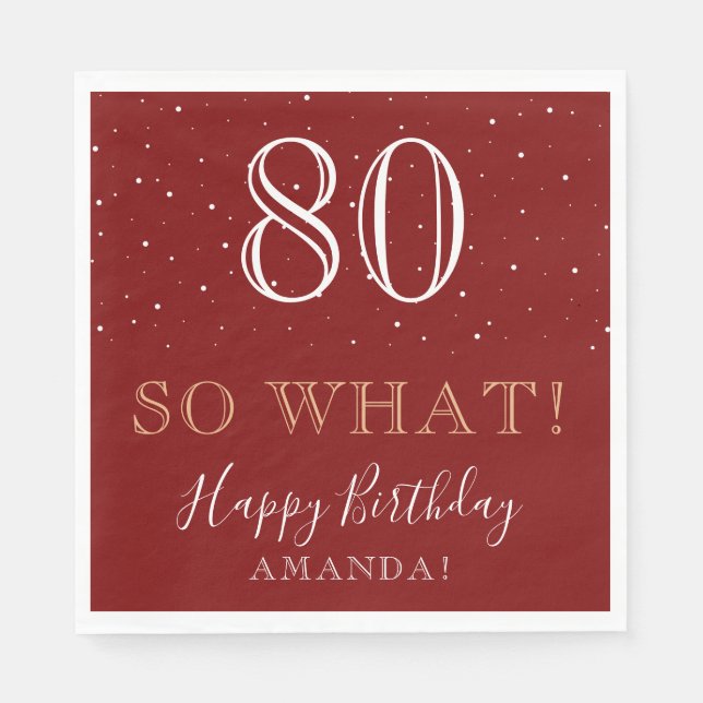 80 So what Funny Quote Elegant 80th Birthday Napkins (Front)
