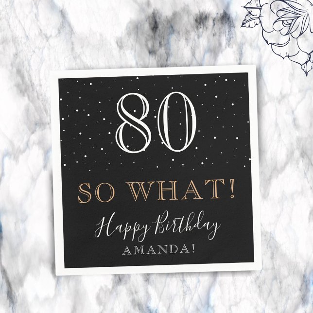80 So what Funny Quote Elegant 80th Birthday Napkins (Creator Uploaded)