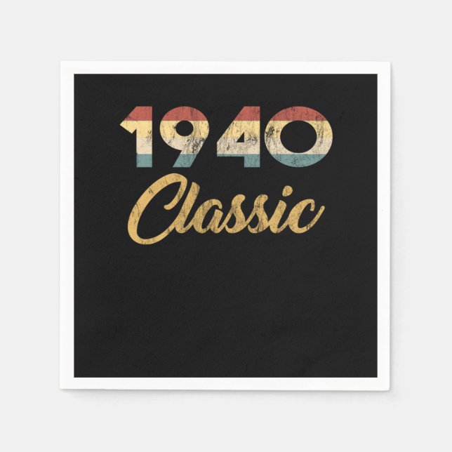 80 th Birthday Gift for Men And Women 1940 Classic Napkins (Front)