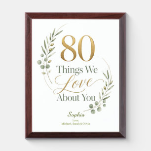 80 Things We Love About Grandma Award Plaque