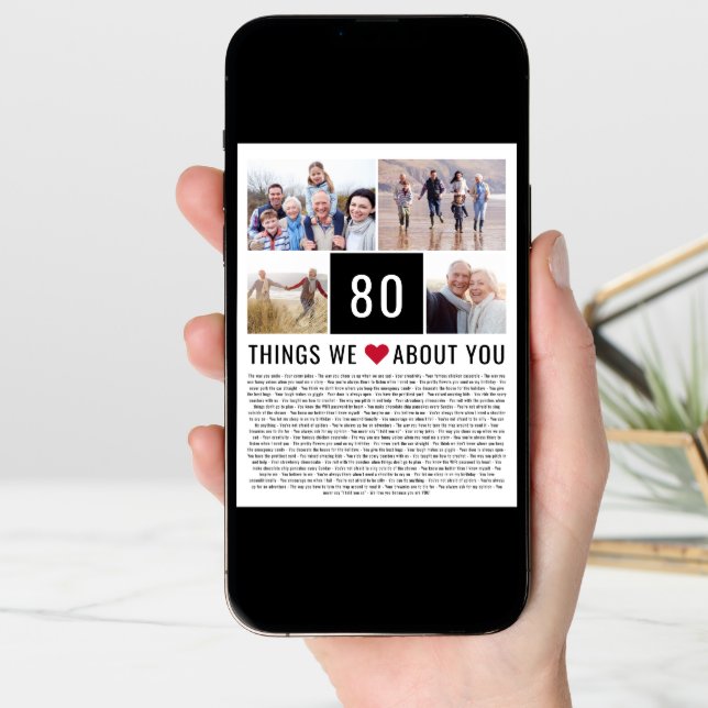 80 Things We Love About You | 80th Birthday Card (Front Digital)