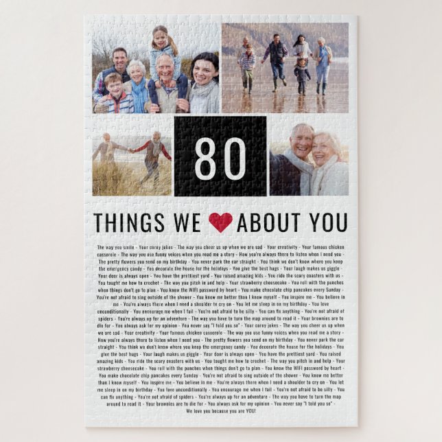 80 Things We Love About You | 80th Birthday Jigsaw Puzzle (Vertical)