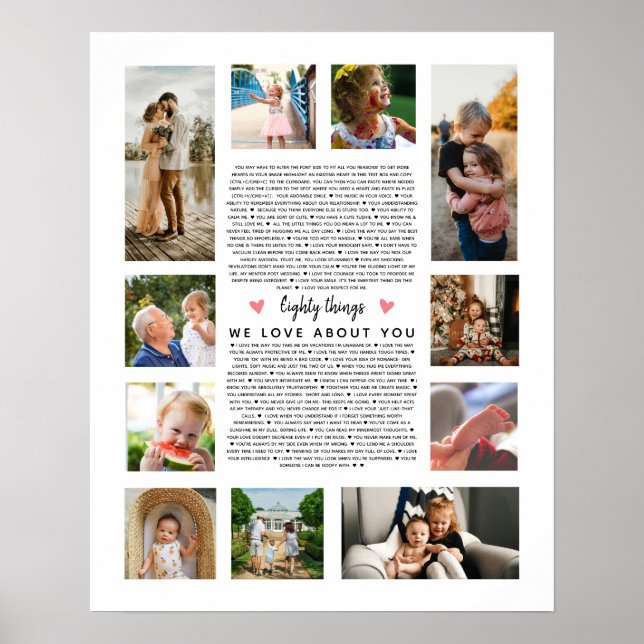 80 things we love about you birthday photo collage poster (Front)