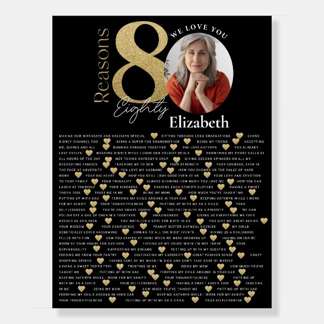 80 Things We Love About You Black Gold Board (Front)