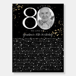 80 Things We Love About You Gold Black Board