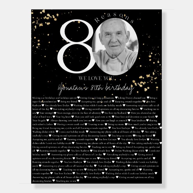 80 Things We Love About You Gold Black Board (Front)