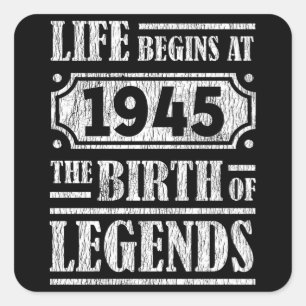 80 Year Old 1945 Birth Of Legend 80th Birthday Square Sticker