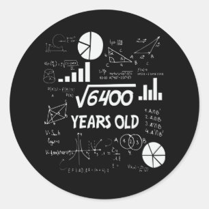 80 Year Old Bday Math Teacher 80th Birthday Gift Classic Round Sticker