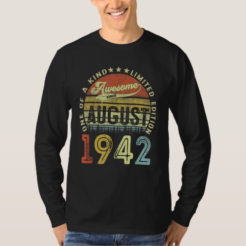 80 Year Old Birthday Awesome Since August 1942 80t T_Shirt