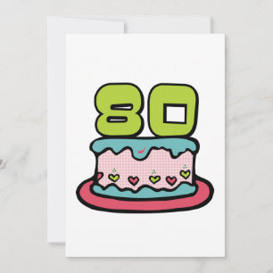 80 Year Old Birthday Cake Card