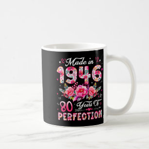 80 Year Old Made In 1946 Floral 80th Birthday Wome Coffee Mug
