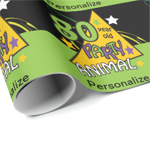 80 Year Old Party Animal Birthday Wrapping Paper