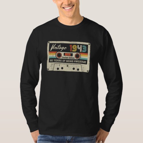 80 Year Old  Vintage 1943 80th Birthday Cassette T T_Shirt