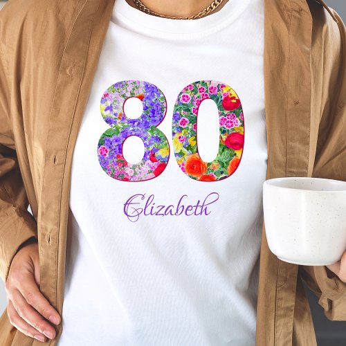 80 years birthday floral guest of honor t_shirt