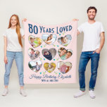 80 Years Loved 80th Birthday Photo Fleece Blanket<br><div class="desc">Do you know someone who is 80 years loved! This fabulous custom photo blanket is the perfect gift idea for an 80th birthday. Fill out the 9 hearts with photos of either the birthday person - or picture of everyone who loves them. A simple and modern design they are sure...</div>