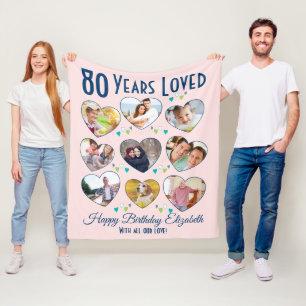 80 Years Loved 80th Birthday Photo Fleece Blanket