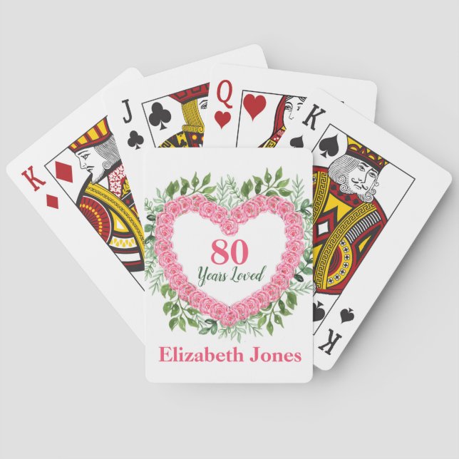 80 Years Loved 80th Personalized Playing Cards (Back)