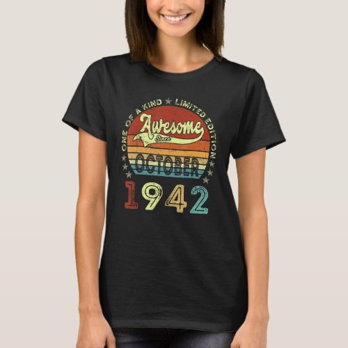 80 Years Old  Awesome Since October 1942 80th Birt T_Shirt