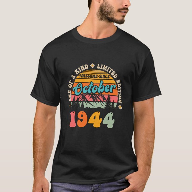 80 Years Old Awesome Since October 1944 80th Birth T-Shirt (Front)
