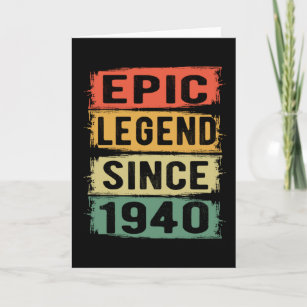 80 Years Old Bday 1940 Epic Legend 82nd Birthday Card
