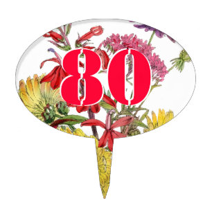 80 Years Old Festive Sring Floral Cake Topper