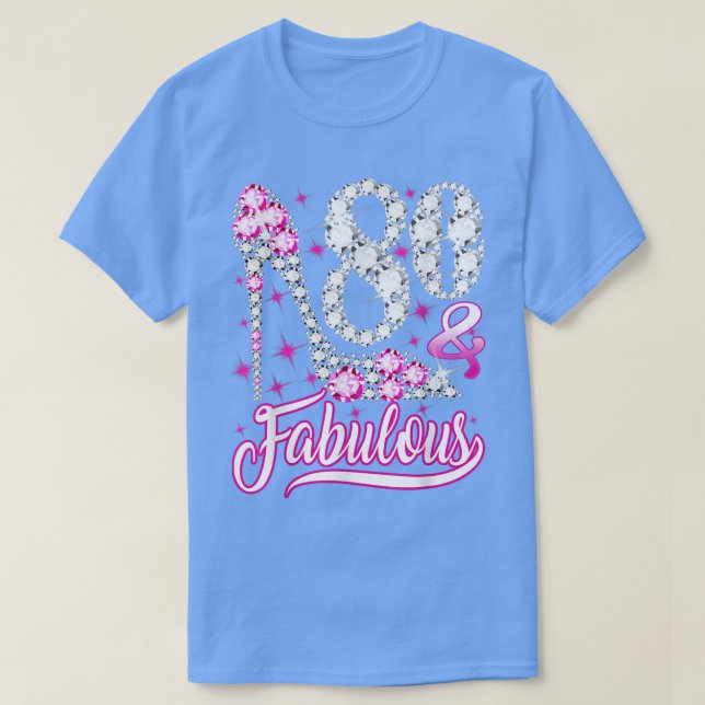 80 Years Old Gifts 80 & Fabulous 80th Birthday Pin T-Shirt (Design Front)