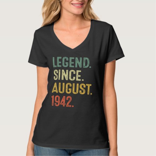 80 Years Old  Legend Since August 1942 80th Birthd T_Shirt