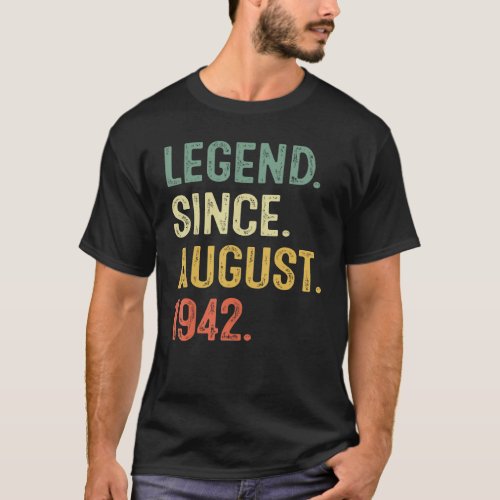 80 Years Old  Legend Since August 1942 80th Birthd T_Shirt