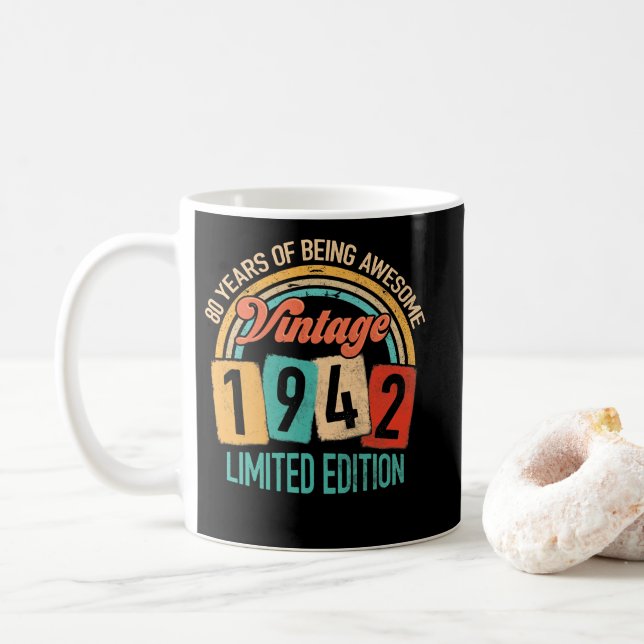 80 Years Old Of Be Awesome In 1942 80th Birthday Coffee Mug (With Donut)