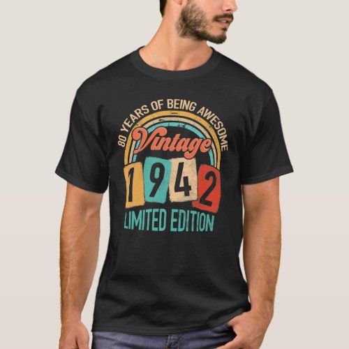 80 Years Old Of Be Awesome In 1942 80th Birthday T_Shirt