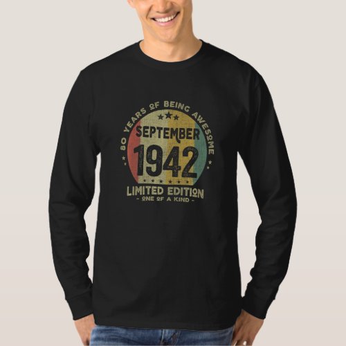 80 Years Old September 1942  80th Birthday  1 T_Shirt