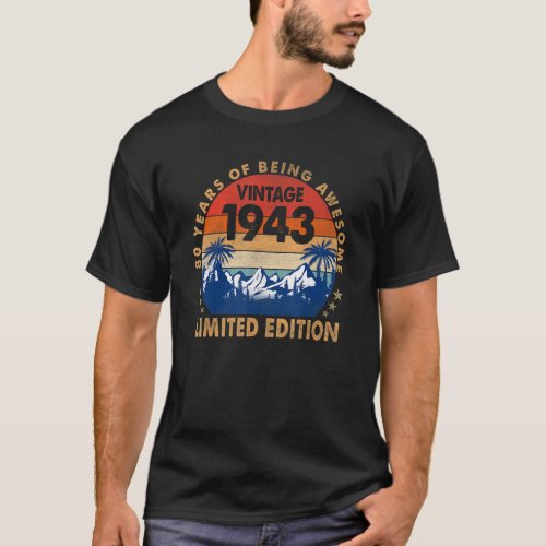 80 Years Old Vintage 1943 80th Birthday T_Shirt