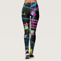 Memphis Style 80s Geometric Bright Color Pattern Leggings | Zazzle