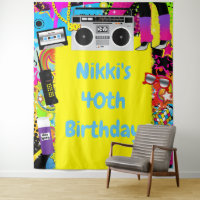 80's 1980s Yellow Retro Birthday Party Backdrop
