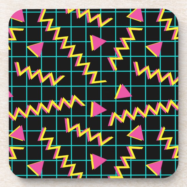 80's/90's Black & Neon Pattern Drink Coaster (Front)