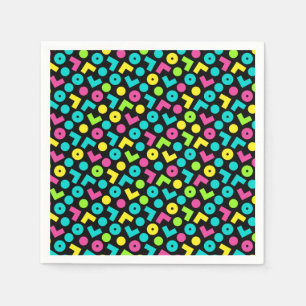 80's/90's Black & Neon Pattern Napkins