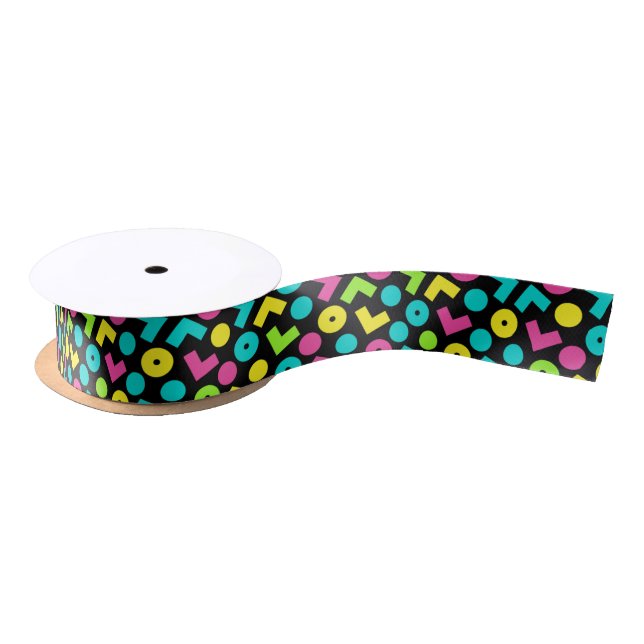 80's/90's Black & Neon Pattern Satin Ribbon (Spool)