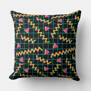 80's/90's Black & Neon Pattern Throw Pillow