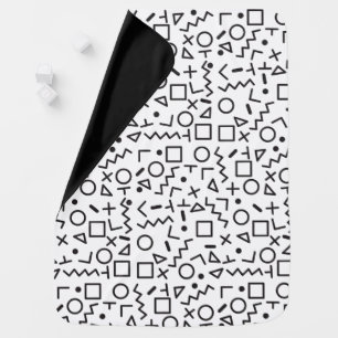 80's 90's Black & White Retro Shapes Pattern Baby Blanket