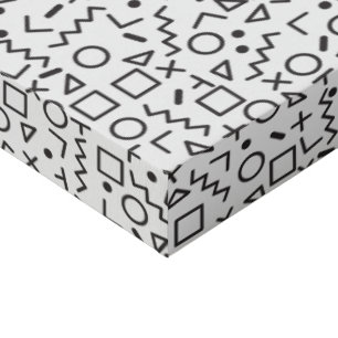 80's 90's Black & White Retro Shapes Pattern  Faux Canvas Print