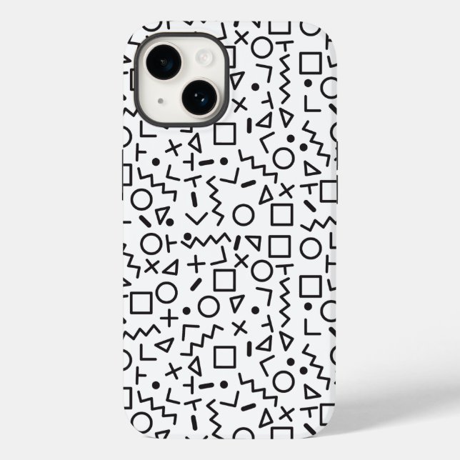 80's 90's Black & White Shapes Pattern  Case-Mate iPhone Case (Back)
