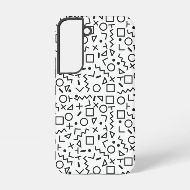 80's 90's Black & White Shapes Pattern  Samsung Galaxy Case (Back)