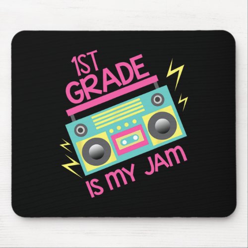 80s 90s Boombox Design 1st Grade Is My Jam  Mouse Pad